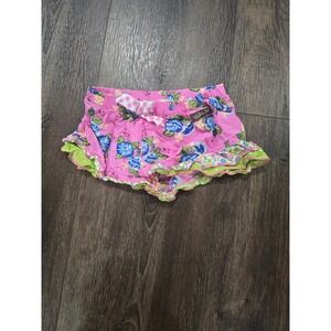 Matilda Jane Girls Pink Floral Ruffle Shorts Size 4 Blue Roses Gingham Bow